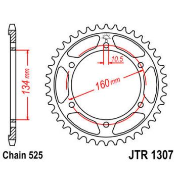 SPROCKET REAR 42T 525 BLK