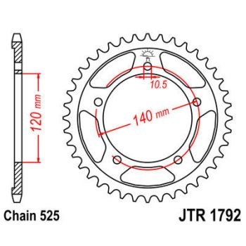 SPROCKET REAR 43T 525 BLK