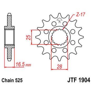 SPROCKET FRONT 16T 525 RU