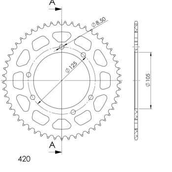Supersprox Rear Sprocket, Red, 53 teeth (420), Ø108mm, Aprilia 14-, Derbi 10