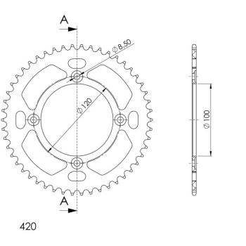 Supersprox Rear Sprocket, Red, 58 teeth (420), Ø100mm, Beta RR 05-