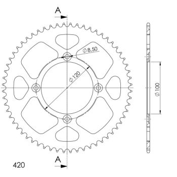 Supersprox Rear Sprocket, Red, 60 teeth (420), Ø100mm, Beta RR 05-