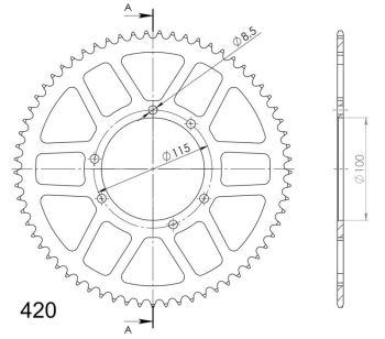 Supersprox Rear sprocket, 65, Red, Fantic 50cc
