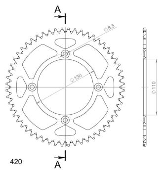 Supersprox Alu Rear sprocket HO CR80/85/150 Red 56