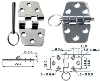 hinge w/release pin 72x38,5