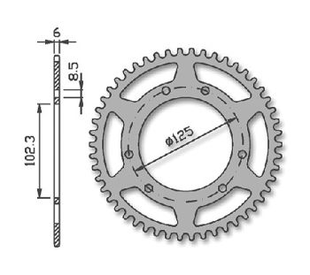 Forte Rear sprocket 53 t. (420), Ø105mm, Red Alu., Aprilia / Derbi / Drac / Riej