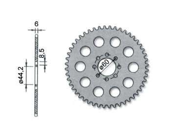 Forte Rear sprocket, 48 teeth (420), Ø44mm, MBK X-Limit 98-03 / Yamaha DT50 -03