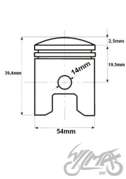 Kolvi komplekt 54mm x 14mm 125cc - 1P54FMI