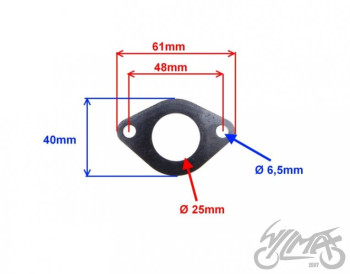 Sisselaske kollektori/flantsi tihend, SD 25mm - horis 110-190cc