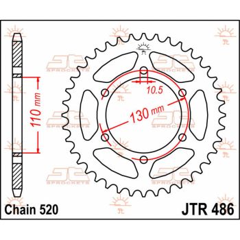 SPROCKET REAR 44T 520