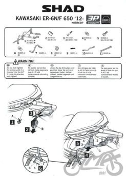 Kohvri adapter, külgmine - Shad, KAWASAKI er6 n/6f
