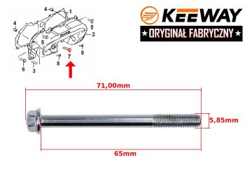 ŚRUBA MOCOWANIA POKRYWY PASKA KEEWAY 2T M6x65 ORYGINAŁ