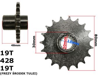 ZĘBATKA PRZÓD 428-19z ATV 150 DIABLO Z TULEJĄ MAŁY WAŁEK HB