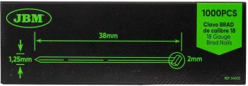 NAELAPÜSTOLI NAELAD 18GA 38X1.25MM (1000TK) JBM