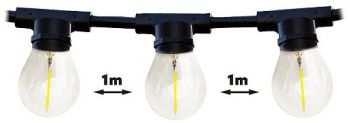 230V AIA/PEOVALGUSTI "MIMOSA" 20M JÄTKATAV MUST 20XE27 MAX 2300W IP44 A++ KOBI