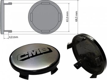 CMS KAPSEL. HÕBEDANE ALUM. KATTEGA. MUST LOGO. 68MM