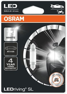 12V SV8.5-8 LED PIRN 0.6W C5W 41MM VALGE 6000K LEDRIVING SL BLISTER 1TK OSRAM