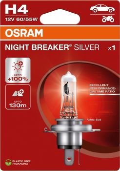 12V H4 PIRN 60/55W P43T NIGHT BREAKER SILVER +100% BLISTER 1TK OSRAM
