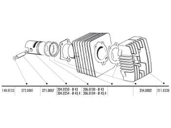 cylinder kit Polini cast iron sport 63cc 12mm piston pin for Piaggio, Vespa Bravo, boss, Grillo, SI