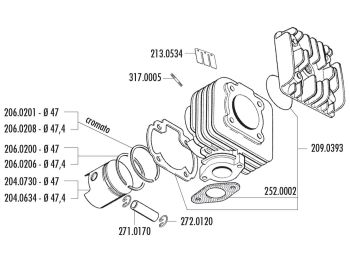 cylinder kit Polini cast iron racing 70cc for Morini AC
