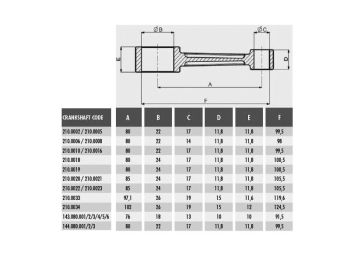 crankshaft Polini Big Evolution 85mm / 12mm for Piaggio LC