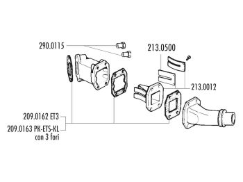 intake manifold Polini reed block 24/28.5mm for Vespa 50 PK, XL, 125 PK, XL