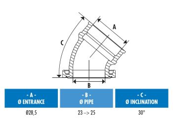 intake manifold Polini 360 23/28.5mm for Derbi D50B0, EBE, EBS w/ 23-24mm CP carburetor
