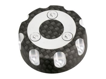 fuel tank cap aluminum carbon-look for Aprilia RX 50, SX 50, Derbi Senda R, Senda SM, Gilera SMT 50, RCR 50