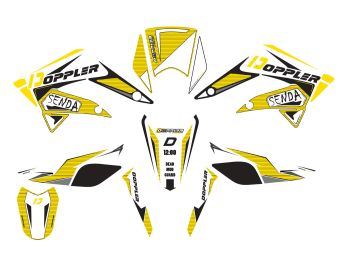 decal set Doppler white-black-yellow for Derbi Senda 2011-2017