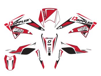 decal set Doppler black-red-white for Derbi Senda 2011-2017