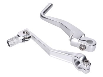 gear shift and kickstart lever foldable, anodized aluminum, silver for Simson S50, S51, S53, S70, S83