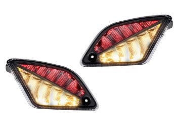 Pair of rear indicators -MOTO NOSTRA 2K22 (2014-2018) dynamic LED sequential light, with position light (E-mark)- Vespa GT, GTL, GTV, GTS 125-300 - smoked