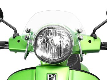 Flyscreen with chromed brackets -MOTO NOSTRA, w=340mm, h=105mm- Vespa GT, GTL, GTS, GTS Super 125-300cc - colourless