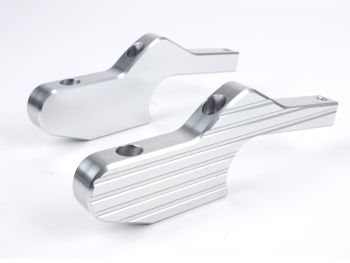 Pair of foot peg adapters for pillion rider -MOTO NOSTRA, CNC, silver- Vespa GT, GTL, GTS, GTV 125-300