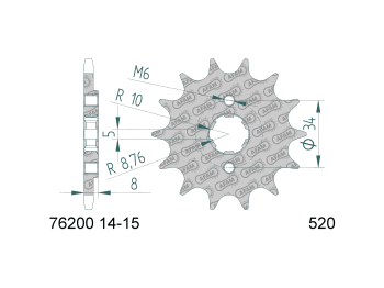 front sprocket AFAM 14 teeth 520 for Kymco MXer 50, MXU 50