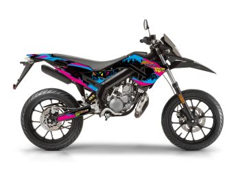 decal set black-pink-blue glossy for Derbi Senda 50 2018-