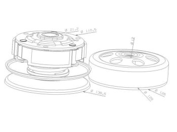 clutch pulley assy with bell for Malaguti Madison, Majesty, MBK Flame