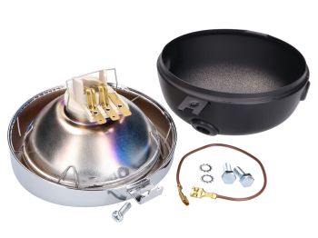 headlight assy round black Classic universal for Puch, Kreidler, Zündapp and many more