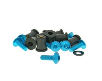 hexagon socket screw set incl. nuts M5x16 aluminum blue - 8 pcs each - fairing / styling