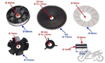 Variaatori komplekt, standard - GY6 139QMB/QMA