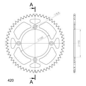 Supersprox Alu Rear sprocket HO CR80/85/150 Red 56