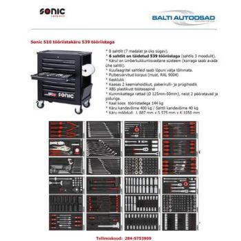 Sonic s10 tööriistakäru 539 tööriistaga
