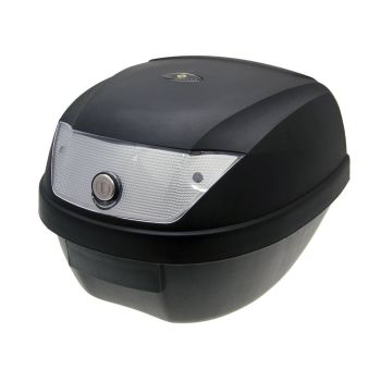 Top Case must - lukk 2 võtmega, läbipaistev lääts - 28L mahutavus