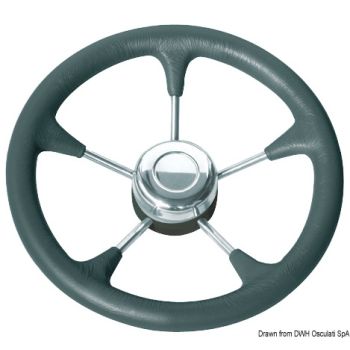 Polyurethane steer. wheel SS spokes Ø 280 mm black