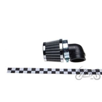 Õhufilter koonus, 90 kraadi, kroomitud, KM102M3, karb diam. 38 mm