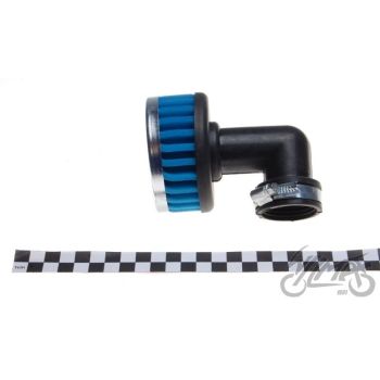 Õhufilter d.38mm, madal, 90 kraadi nurgaga, silinder sinine HIGH-PERFORMANCE