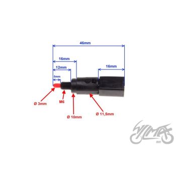 Piduritule lüliti M6, pistikuga 2 juhet, plastik