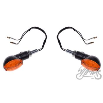 Suunatuled LED, M10 x 1.25, 12V 1W, oranž klaas, Carbon-look