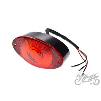 Tagatuli, must, ovaalne, punane klaas, 128 x 65 x 55mm