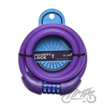 Jalgratta lukk sili cipher koodiga, tross 12mm, pikkud 1500mm,lilla